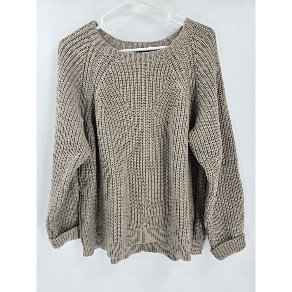 J. Crew Marnie Crewneck Ribbed Knit Pullover Sweater Tan Beige XL Preppy